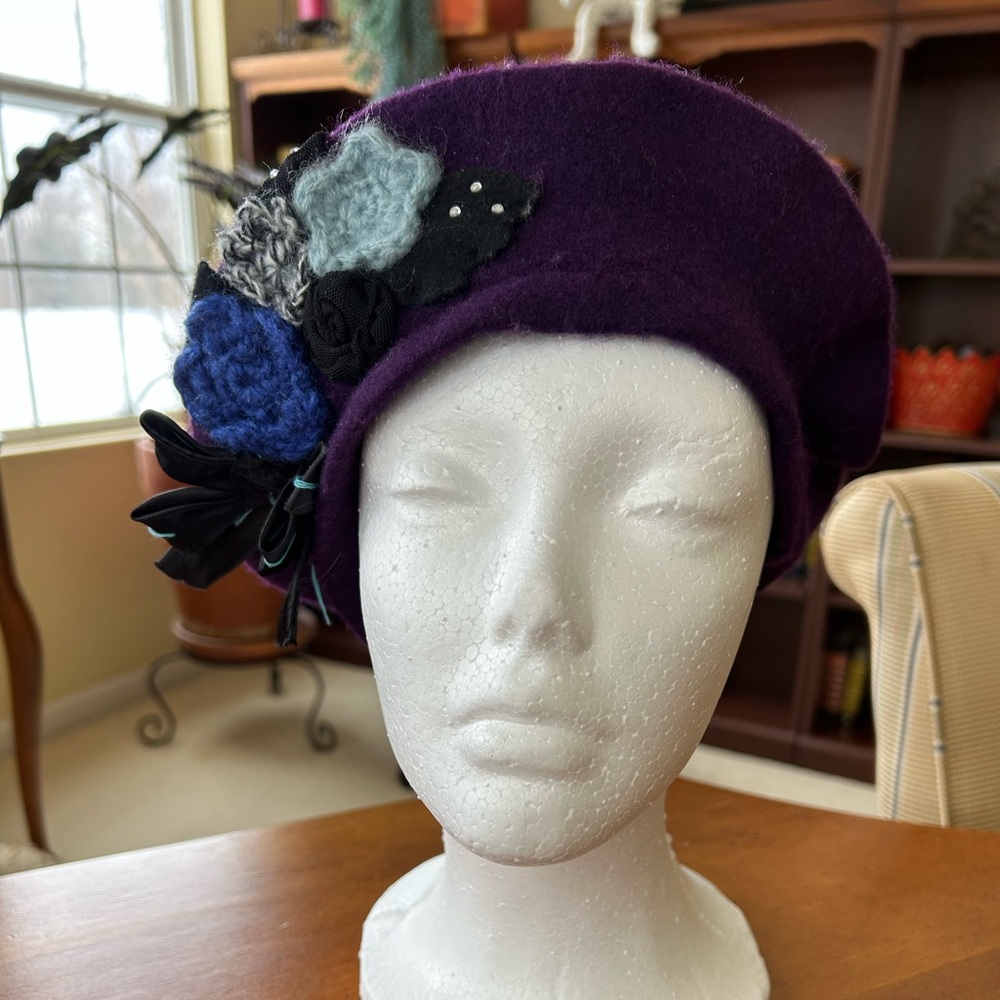 Stylish Purple Wool Beret plus a Navy one